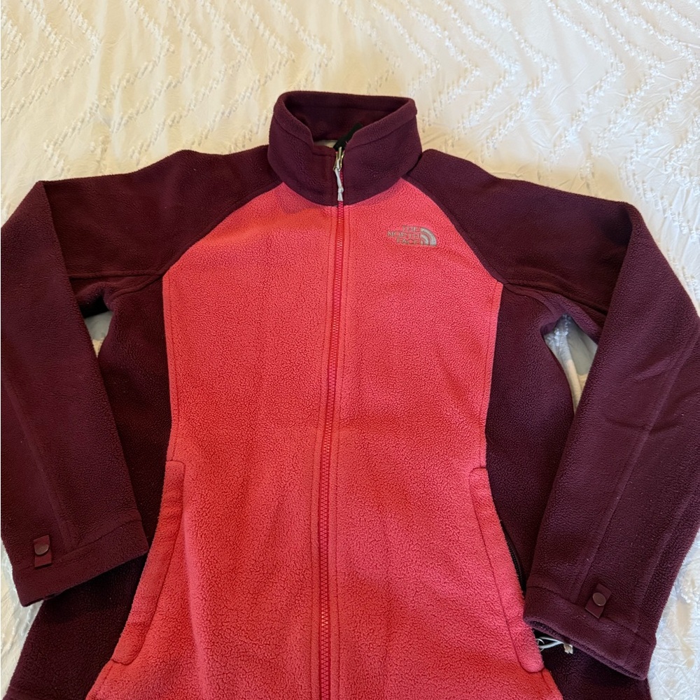 The North Face Maroon and Pink Fleece Jacket